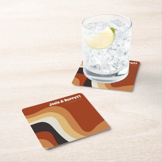 Retro Groovy 70's Wavy Oranje bruine bruine bruinb Kartonnen Onderzetters (Insitu)