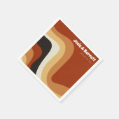 Retro Groovy 70's Wavy Oranje bruine bruine bruinb Servet (Hoek)