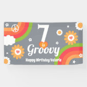 Retro Groovy 7e Verjaardag Banner (Horizontaal)