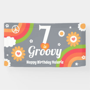 Retro Groovy 7e Verjaardag Banner