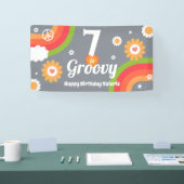 Retro Groovy 7e Verjaardag Banner (Beurs)