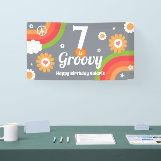 Retro Groovy 7e Verjaardag Banner (Beurs)