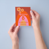 Retro Groovy 8ste Verjaardagsfeestbudget Flyer (Hand)