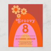 Retro Groovy 8ste Verjaardagsfeestbudget Flyer (Voorkant)