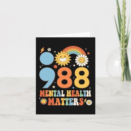 Retro Groovy 988 Mental Health Matters Suicide Pre Kaart (Voorkant)