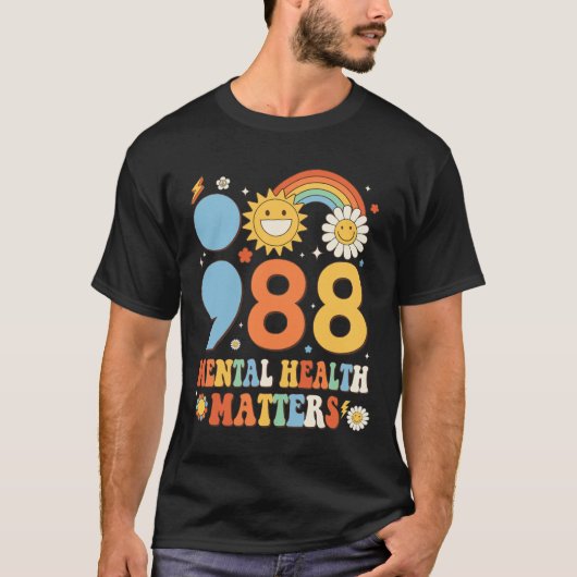Retro Groovy 988 Mental Health Matters Suicide Pre T-shirt (Voorkant)