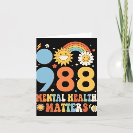 Retro Groovy 988 Mental Health Problems Suicide Pr Kaart (Voorkant)