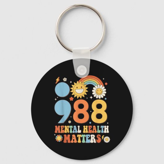 Retro Groovy 988 Mental Health S Suicide Preventio Sleutelhanger (Voorkant)