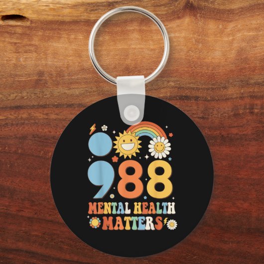 Retro Groovy 988 Mental Health S Suicide Preventio Sleutelhanger (Voorkant)