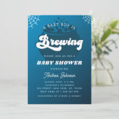 Retro Groovy a Baby Boy Breekt Blue Halloween Kaart (Staand voorkant)