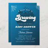 Retro Groovy a Baby Boy Breekt Blue Halloween Kaart (Voorkant / Achterkant)