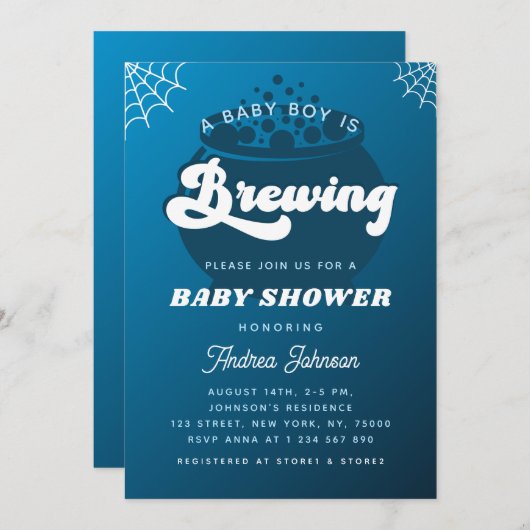 Retro Groovy a Baby Boy Breekt Blue Halloween Kaart (Voorkant / Achterkant)