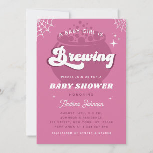Retro Groovy A Baby Girl is Baby shower aan het br Kaart