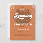 Retro Groovy A Baby is het Baby shower van de Herf Kaart (Voorkant)