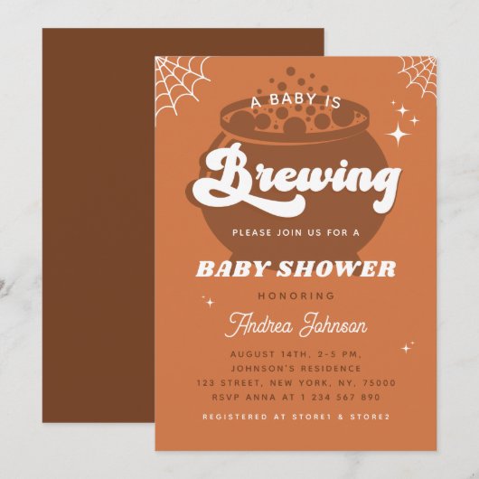 Retro Groovy A Baby is het Baby shower van de Herf Kaart (Voorkant / Achterkant)