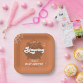 Retro Groovy A Baby is het Baby shower van de Herf Papieren Bordje (Feest)