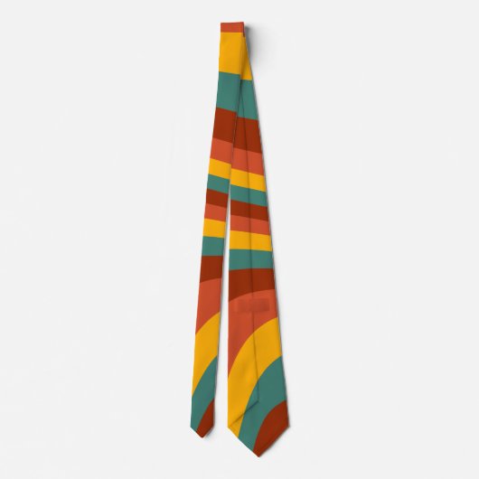Retro Groovy Abstract kleurrijk Herfst Wave Patter Stropdas (Achterkant)
