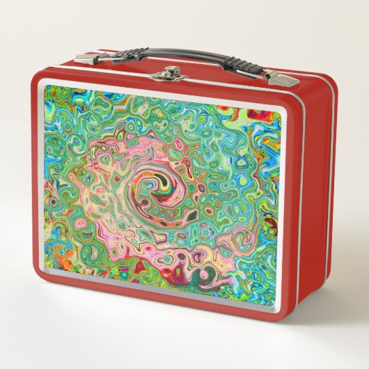 Retro Groovy Abstract Kleurrijke Regenboog Draaiko (Voorkant)