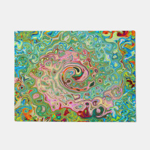 Retro Groovy Abstract Kleurrijke Regenboog Draaiko Deurmat