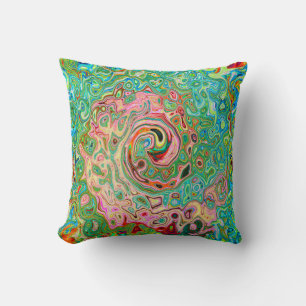 Retro Groovy Abstract Kleurrijke Regenboog Draaiko Kussen