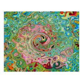 Retro Groovy Abstract Kleurrijke Regenboog Draaiko Perfect Poster