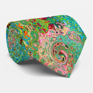 Retro Groovy Abstract Kleurrijke Regenboog Draaiko Stropdas