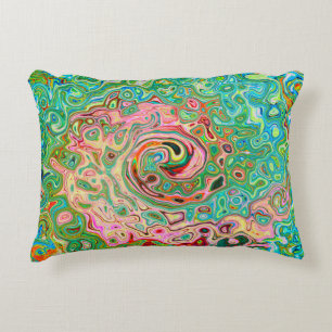 Retro Groovy Abstract Kleurrijke Regenboog Werveli Accent Kussen
