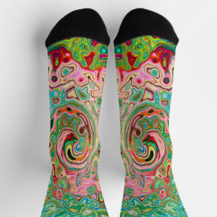 Retro Groovy Abstract Kleurrijke Regenboog Werveli Sokken
