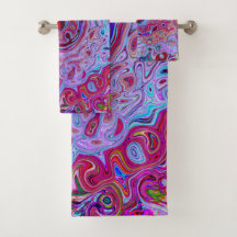 Retro Groovy Abstract Lavender en Magenta Swirl