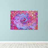 Retro Groovy Abstract Lavender en Magenta Swirl Canvas Afdruk (Insitu (Houten vloer))