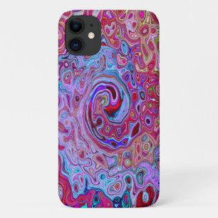 Retro Groovy Abstract Lavender en Magenta Swirl Case-Mate iPhone Case