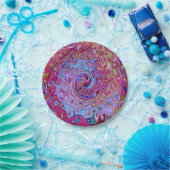 Retro Groovy Abstract Lavender en Magenta Swirl Papieren Bordje (Feest)