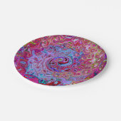 Retro Groovy Abstract Lavender en Magenta Swirl Papieren Bordje (Gekanteld)