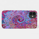 Retro Groovy Abstract Lila en Magenta Draaikolk Case-Mate iPhone Case (Achterkant (horizontaal))
