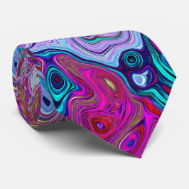 Retro Groovy Abstract Lila en Magenta Draaikolk Stropdas