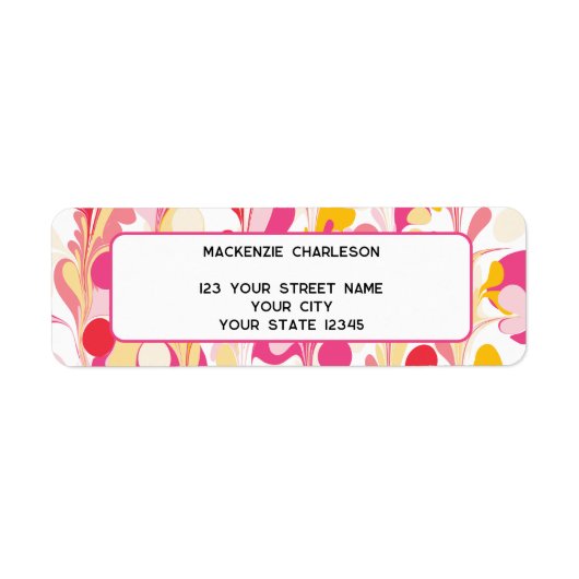 Retro Groovy Abstract marmer retouradres Etiket (Voorkant)