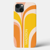 Retro Groovy Abstract Perzik Oranje Geel Naam Case-Mate iPhone Case (Achterkant)
