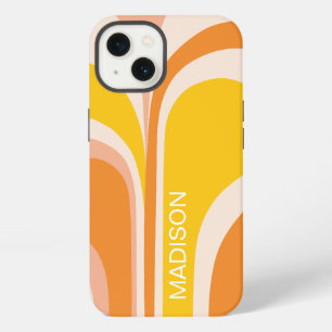 Retro Groovy Abstract Perzik Oranje Geel Naam iPhone 13 Hoesje