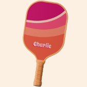 Retro Groovy Abstract Roze Sinaasappel Gepersonali Pickleball Paddle