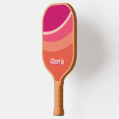 Retro Groovy Abstract Roze Sinaasappel Gepersonali Pickleball Paddle (Links)
