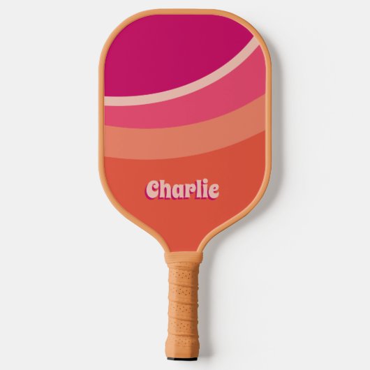 Retro Groovy Abstract Roze Sinaasappel Gepersonali Pickleball Paddle (Achterkant)