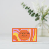 Retro Groovy Abstract Wavy QR-code Social Media Visitekaartje (Staand voorkant)