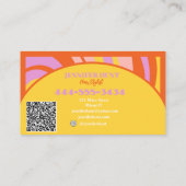 Retro Groovy Abstract Wavy QR-code Social Media Visitekaartje (Achterkant)