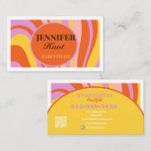 Retro Groovy Abstract Wavy QR-code Social Media Visitekaartje (Voorkant / Achterkant)