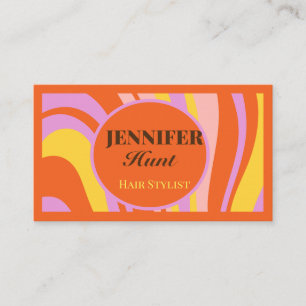 Retro Groovy Abstract Wavy QR-code Social Media Visitekaartje