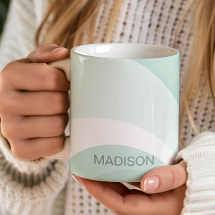 Retro Groovy Abstracte Blauwgroen Green Cream Cust Koffiemok