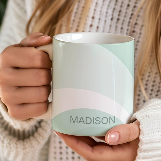 Retro Groovy Abstracte Blauwgroen Green Cream Cust Koffiemok