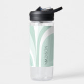 Retro Groovy Abstracte Blauwgroen Green Cream Cust Waterfles (Links)