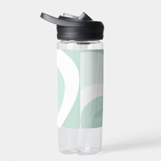 Retro Groovy Abstracte Blauwgroen Green Cream Cust Waterfles (Rechts)