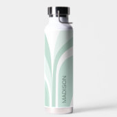 Retro Groovy Abstracte Blauwgroen Green Cream Cust Waterfles (Links)